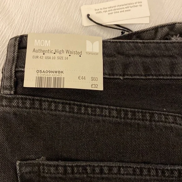 Topshop Black Distressed Denim Shorts size 10 - Picture 3 of 3